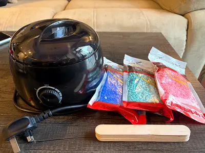 Wax Heater Warmer Kit with Wax Beans and Wooden Sticks