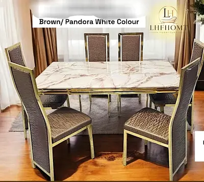 Brand-new High Quality Top Marble dinning Table with 6 Chairs Available