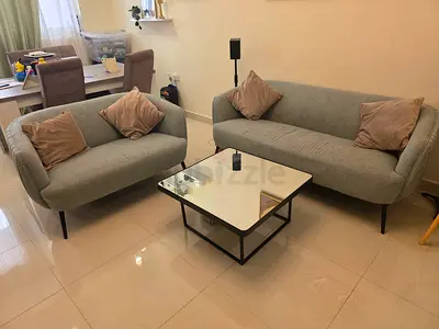 Modern 2-piece Sofa Set (3-seater + 2-seater) in Light Grey