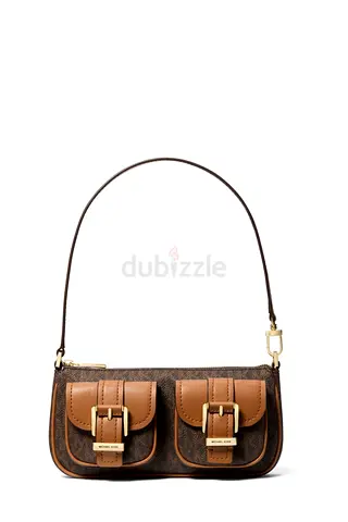 Michael Kors Monogram Shoulder Bag with Front Pockets