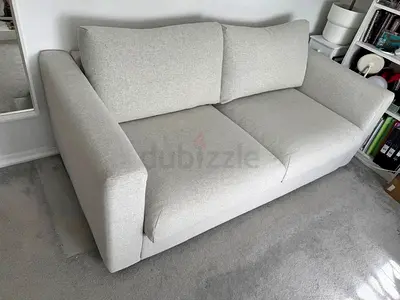 Comfortable 2 Seater Fabric Sofa in Light Grey