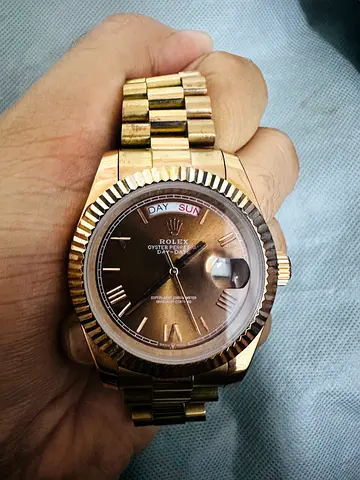 Gold-tone Rolex Day-Date style men's wristwatch -