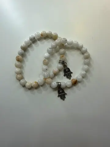 Handmade beaded white jade crystal bracelet