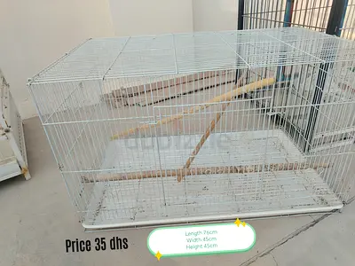 Large metal bird cage with perches - 76x45x45 cm