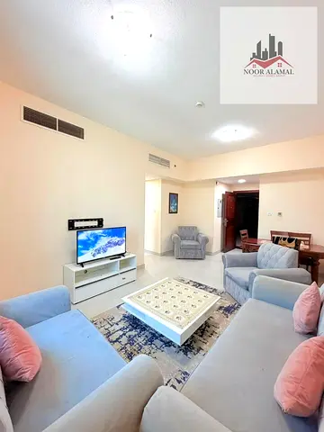 Sharjah, Al Taawun: Apartment with one bedroom, a living room, a kitchen, and two bathrooms.