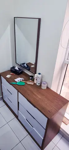 Wooden 6-Drawer Dresser with Mirror - Good Condition