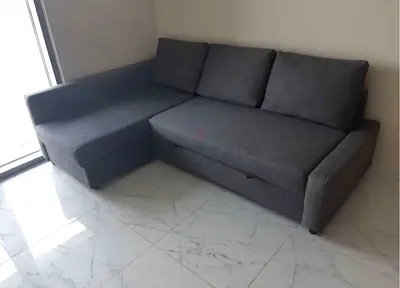 Modern Grey L-Shaped Sofa Bed