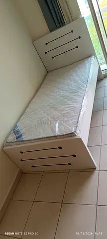 Brand new single wood bed with mattress for sale