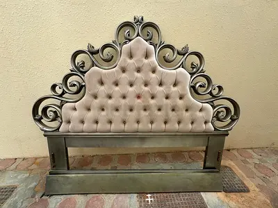 Ornate Tufted King/Queen Bed Headboard with Carved Frame
