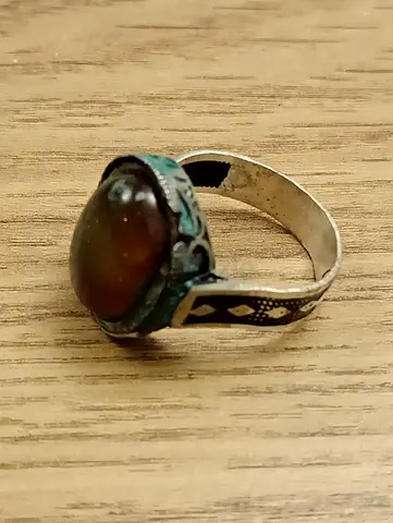 Vintage 925 Silver Handmade Ring with Agate Stone