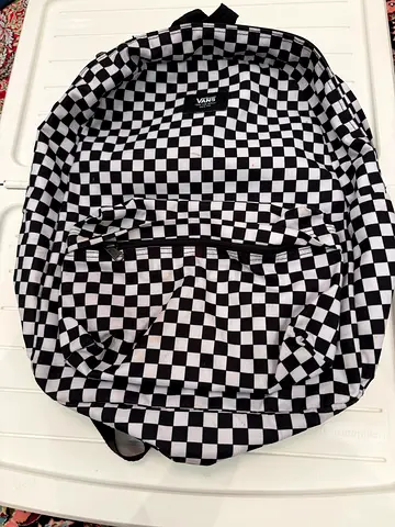 VANS Black & white checkerboard backpack - good condition