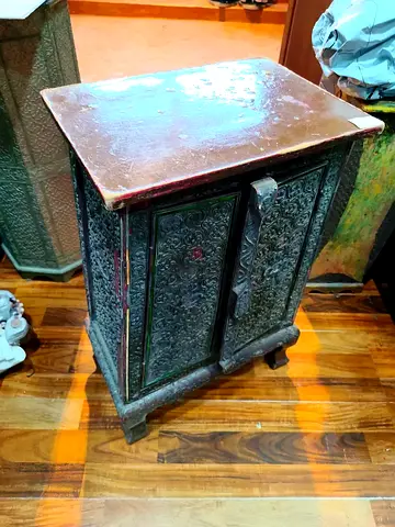Vintage Carved Wooden Bedside Cabinet-63x43cm