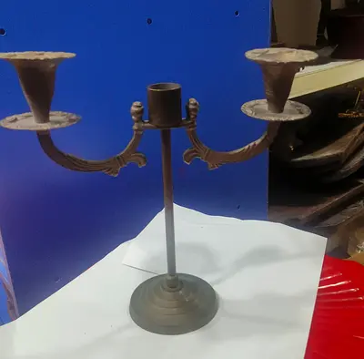 Antique brass candle holder 25cm height,25cm length