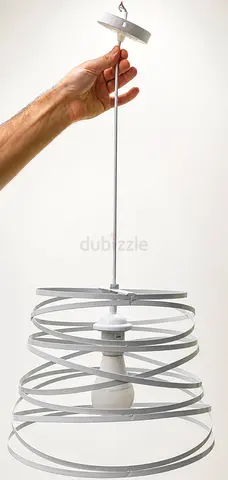 Modern Pair White Spiral Pendant Light
