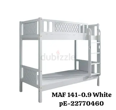 White Wooden Bunk Bed - Solid Frame, Ladder Included (Good quality