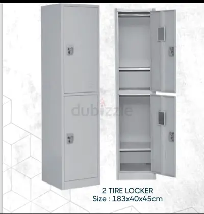 Metal 2-Tier Steel Locker - 183x40x45 cm, Grey