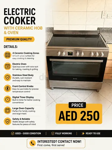 Electric Cooker with Ceramic Hob & Oven - Fully Working, Good Condition