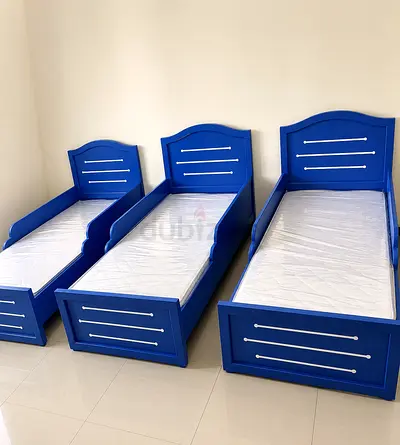 Set of 3 Blue Kids Beds with Mattresses - Good quality