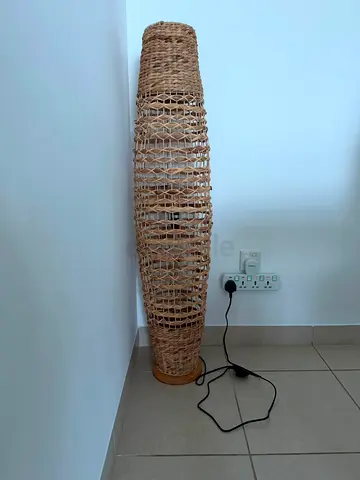 Tall Rattan Floor Lamp - Natural Woven Design