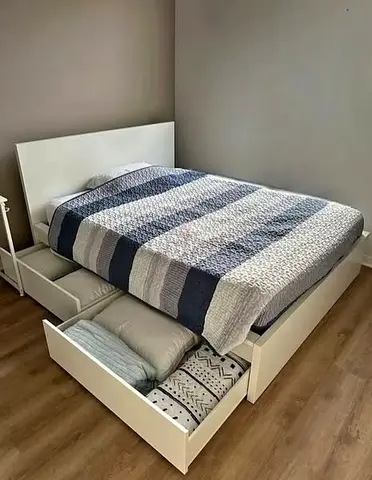 IKEA White MALM Double Storage Bed with IKEA Mattress 140 x 200 cm