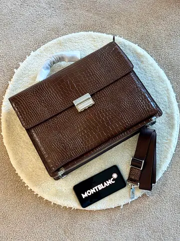 Brown crocodile embossed leather montblanc