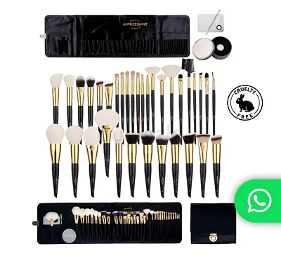 Signature Complete Makeup Brush Set – 34 Pro Brushes with Real XGF Goat Hair & Precision Synthetic B