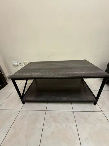 Minimalist Grey Coffee Table with Lower Shelf - Good Condition