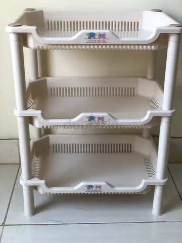 3-Tier Plastic Storage Rack / Shelf - White, Good Condition