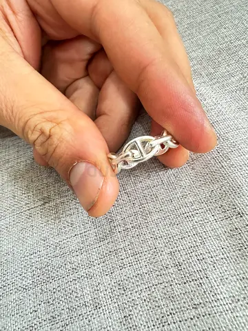 Hermes authentic Silver ring Heavy Link, Good Condition
