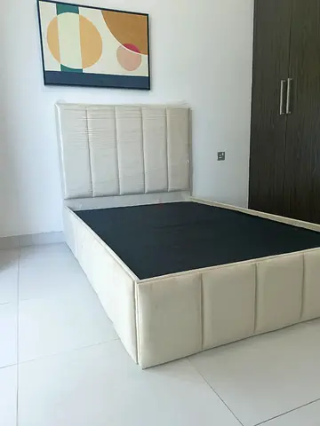 BRAND NEW DOUBLE SIZE FAIBRC WOOD BED INCLUDING MATTRESS 120X190 CM