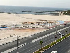 Two bedrooms and a living room for 27,000 AED, with a prime direct sea view – first row from Ajman