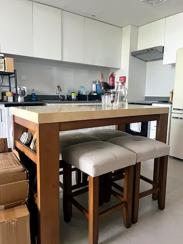 PAN Home Ben Kitchen Island + 4 Dining Chairs