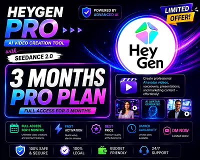HeyGen Pro | 3 Months | 2,000 Credits/Month | Promo Code