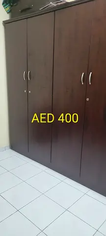 Dark Wood 5 Door Wardrobe / Armoire - Good Condition, AED 400