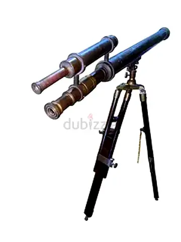Antique Brass Telescope on Wooden Tripod - 36cm length,26cm height