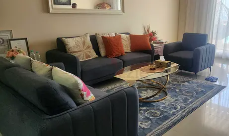 Modern Grey Living Room Sofa Set with Armchair