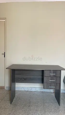 Compact grey study desk with 3 drawers - good condition
