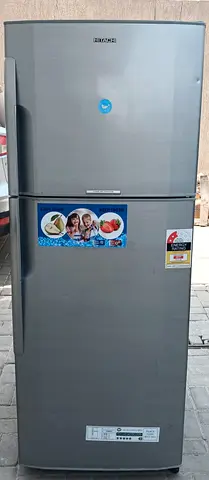 Double door Hitachi Refrigerator 365 liters net capacity, silver color, condition perfect working.