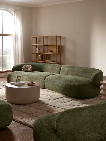 Modern Curved Modular Green Sofa - 3-Seater Sectional