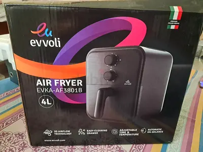 Evvoli EVKA-AF3801B 4L Air Fryer - Compact, Adjustable Temp & Timer