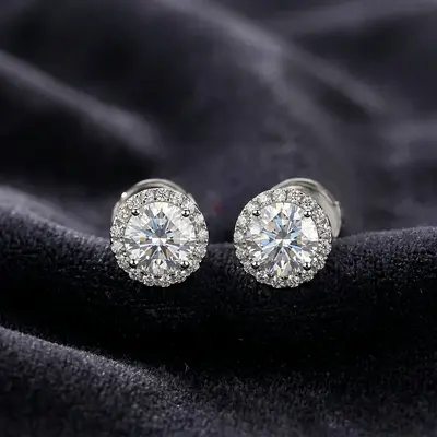 Brand new, 925 Sterling silver, 1CT moissanite Halo earring