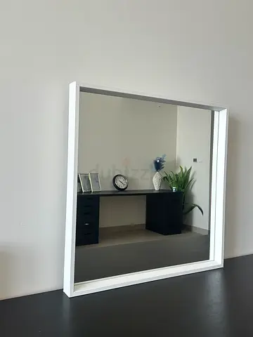 Modern Square Mirror with White Frame