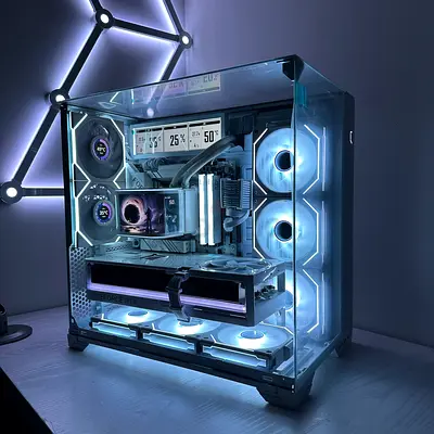 All White Lian Li RTX 5080 Ryzen 7 9800X3D Gaming PC Rendering PC