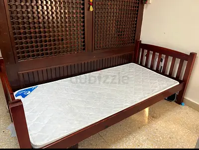 Single wooden bed frame with mattress - good condition