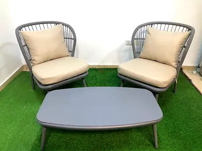 2-Seater Grey Rope Style Sofa Set