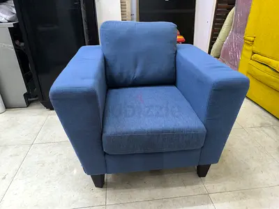 Blue Fabric Armchair - Single Seater, Good Condition