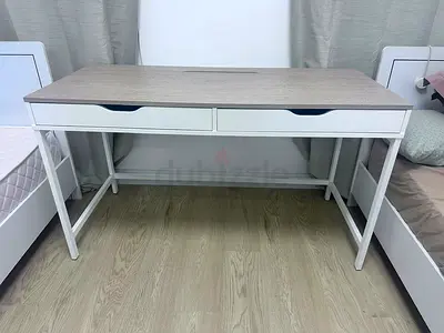 Ikea White Wooden Study Desk with Two Drawers - Good Condition