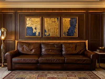 Pottery Barn Brown Leather Three Seater Sofa