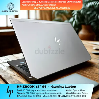 HP Zbook 17 G6 Workstation, Gaming - Core i9-9th Gen, Nvidia RTX4000 8GB Graphics