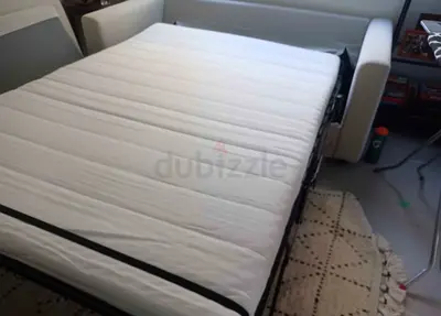 Beige sofa bed with mattress - good condition